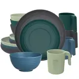 Purilit design Geschirrset 4 Personen 16-tlg - Hochwertiges Kunststoff Geschirr Set - Schüssel- und Teller und Tasse Set - Tafelservice 4 Personen - Service & Geschirrsets