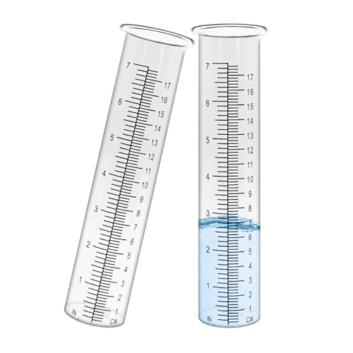 Regenmesser Plastik mit Skala - 2er Set（Ohne Klammer） - Niederschlagsmesser für Wetterstationen, Transparent und Wetterfest, Ideal für Wetterstationen und Garten