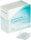 Bausch + Lomb PureVision 2 Monatslinsen, sehr dünne sphärische Kontaktlinsen, weich, 6 Stück / BC 8.6 mm / DIA 14 / -2,00 Dioptrien