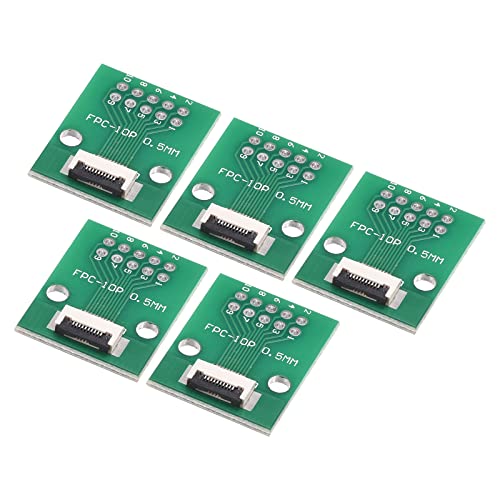 sourcing map 5 Stück FPC FFC PCB Konverter Steckerplatine 10P 0.5mm auf Buchsenseite 1mm Rückseit auf DIP 2.54 mm für LCD 3D Drucker DVD TV Laptop Audio