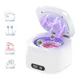 auvstar Ultraschallreinigungsgerät Ultraschallreiniger 49000Hz,340ml mit 4-stufigem Timer & UV-Zahnschiene Reinigung für Zahnersatz,Zahnbürsten,Zahnschienen,kieferorthopädische Geräte,Schmuck (Weiß)