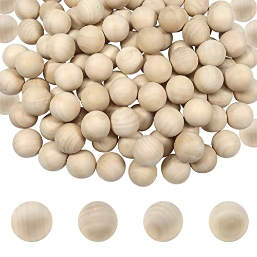 TOAOB 100 Stück Holzkugeln Ohne Loch 14mm Runde Natürliche Lose Spacer Perlen Unlackiert Naturholz Holzperlen Bastelperlen für DIY Schmuck Herstellung zum Basteln