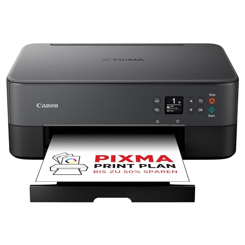 Canon PIXMA TS5350i Multifunktionsdrucker 3in1 (Tintenstrahl,Drucken, Kopieren, Scannen, A4, 3,7 cm OLED, WLAN, Duplexdruck, 2 Papierzuführungen, kompatibel mit Pixma Print Plan ABO) Schwarz