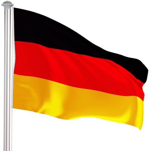 BRUBAKER Aluminium Fahnenmast Flaggenmast 6 m inklusive Deutschland Flagge 150 x 90 cm und Bodenhülse