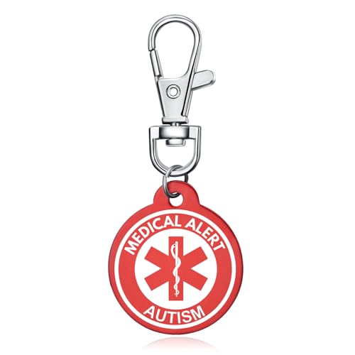 AITENME Medical Alert Kreis ID Tag Schlüsselbund Emergency SchlüSselring Medizinische Schlüsselanhänger mit Gravur Text Personalisierter Notfall Medizinischer Freundschaft Schutz Anhänger