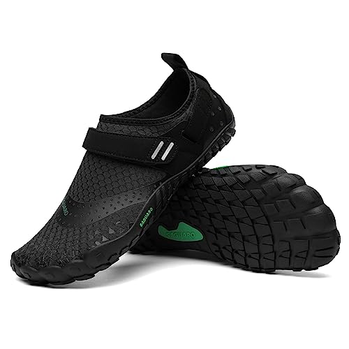 SAGUARO Barfußschuhe Damen Barfussschuhe Herren Outdoor Barfuß Traillaufschuhe Training Zehenschuhe Atmungsaktiv rutschfest Fitnessschuhe Straßenlaufschuhe Schwarz A, Gr.40 EU