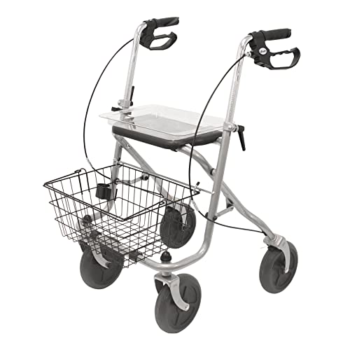 Drive Medical Rollator MIGO 2G leichter und schmaler Standard-Rollator mit breiten Reifen für Innen- und Außenbereich I höhenverstellbare Gehhilfe inkl. Korb, Tablett & Stockhalter I nur 8,3 kg