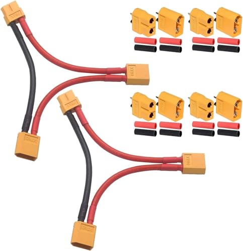 YUNIQUE GREEN-CLEAN-POWER - 2 Stück Adapterkabel XT60 Serie 2 Lipo mit 4 Paar XT60 Stecker, Erhöhung Spannung, Stecker M/F, speziell für dynamische Modellbau, Silikon, Kunststoff