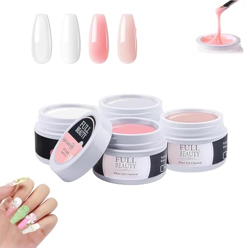 Builder Gel für Nägel 4 Farben, Nagelverlängerung,15ml UV Gel nägel zur Nagelverlängerung und Modellage,Salon DIY zu Hause