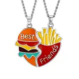 SJBAUTYO 2 Stück Freundschafts-Anhänger-Halsketten-Set,BFF Necklaces,Beste Freunde Ketten,Burger Fries Freundschaftskette für 2 Mädchen, Geburtstagsgeschenk für beste Freunde