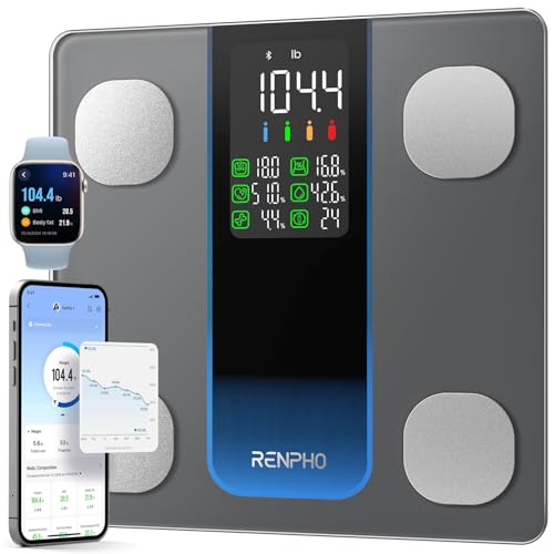 Renpho Körperfettwaage Waage für große LED-Anzeige, Personenwaage Digital für BMI-Muskel, hochgenaue, 227 kg, 30 cm, Elis 2XL
