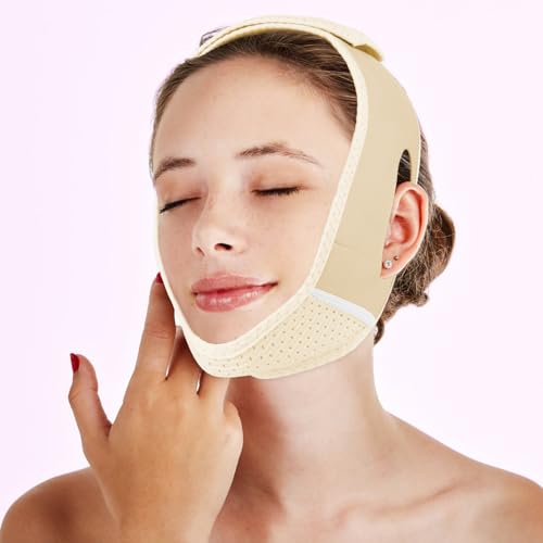 Gesichts-Schlankheitsgurt Lifting-Maske Wiederverwendbare V-Linienmaske V-Linien-Lifting-Maske Gesichtslifting-Bandage Doppelkinn-Reduzierer Gesichtsverschlankendes Band Doppelkinn-Entferner-Beige