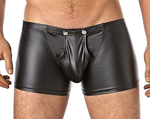 Latex ähnliche Herren Shorts - Vinyl Wetlook Shorts mit Verschluss (3XL)