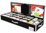 KYEVIS Geschenkpapier Aufbewahrung für Weihnachtsgeschenkpapier, Geschenkpapier Organizer mit Fächern für Schleifen, Anhänger, Schere und Bänder(Schwarz)