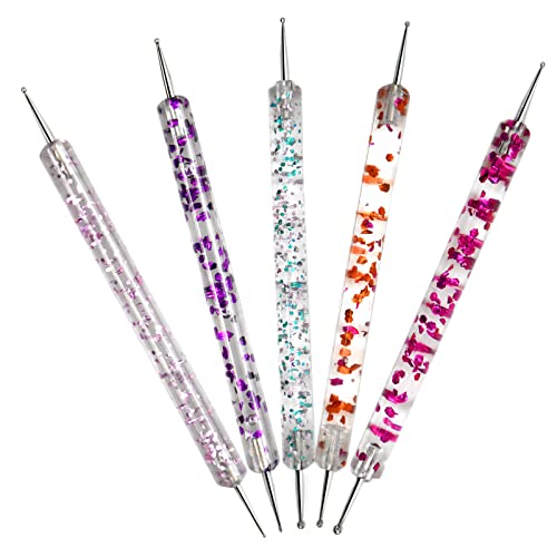5 Stücke Nagel Punktierstift Set Doppelseitig Punkt Nagelkunst Werkzeug Nagelkunst Dotting Tools Punktierung Detailing Werkzeug Nageldesign Pinsel Nagellack Maniküre Nagel Art Stifte für DIY