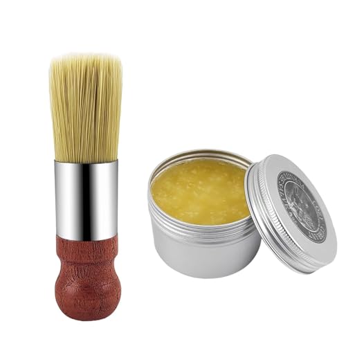 QUVBKZ Auto Lederpflege Satz, 120 ml Lederfett, Enthält Eine Bürste, Lederpflege Auto, Lederfett Farblos Geeignet für Lederschuhe, Lederbekleidung, Sofas, Ledertaschen, Schuhcreme Farblos