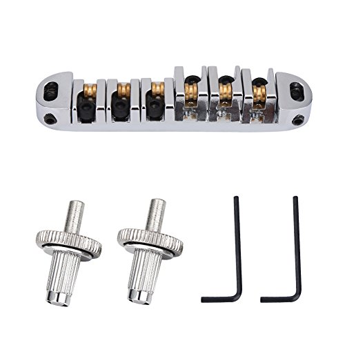 Gitarre Roller Brücke mit Nieten, Musikinstrumente Ersatzteil für LP Style 6-Saiter E-Gitarre(Silber)