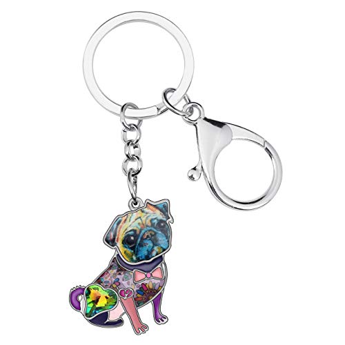 Weveni Schlüsselanhänger mit Mops-Motiv, Emaille, Legierung, Geschenk für Frauen und Mädchen, Auto-börse