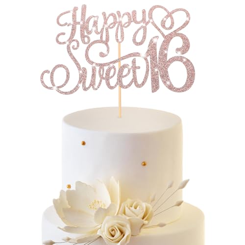 16 Cake Topper Happy Sweet Teenager, Party Roségold Glücklich Süß 16 Kuchendekoration Kuchen Deko 16 Geburtstag Junge Mädchen, Tortendeko 16 Geburtstag Deko Für Geburtstags Hauspartys Jahre