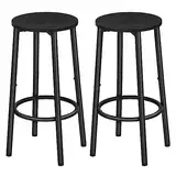 HOOBRO Barhocker 2er-Set, Barstuhl Industrieller Barstuhl, Stabiles Metallgestell, Verstellbare Füße, für Restaurant, Küche, Bar, Schwarz EBK03BY01N1