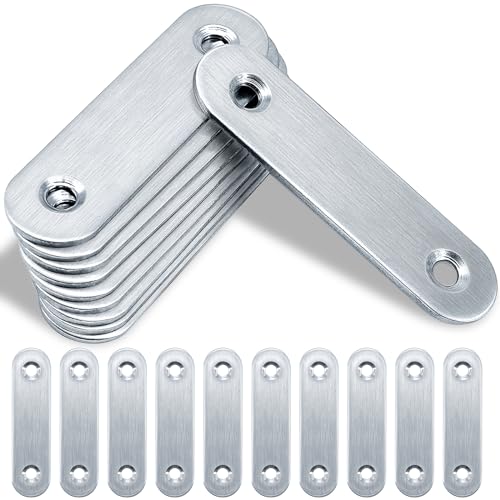 Flachverbinder, Gorffy 20 Stück 60 × 15.5 × 1.75mm Flachverbinder Edelstahl, Holzverbinder Lochplatte Metall, Flachwinkel für Verbinder, Edelstahl Silber Verbindungsplatte, Flacheisen Gelocht