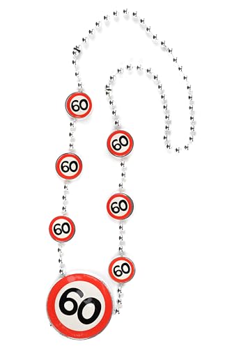 60 Geburtstag Deko Kette Verkehrszeichen rot/weiß - Originelle Geburtstagsdeko 60 für einen gelungenen 60 Geburtstag Frau oder Mann - Tiwoca