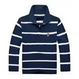 Jungen Poloshirt mit Streifen Langarm T-Shirt für Kinder Kleinkind Poloshirts für Jungen Active-Poloshirts mit Knopfleiste&Reverskragen Lässig Basic Polo Shirt Moden Atmungsaktiv Tops 3-14 Jahre