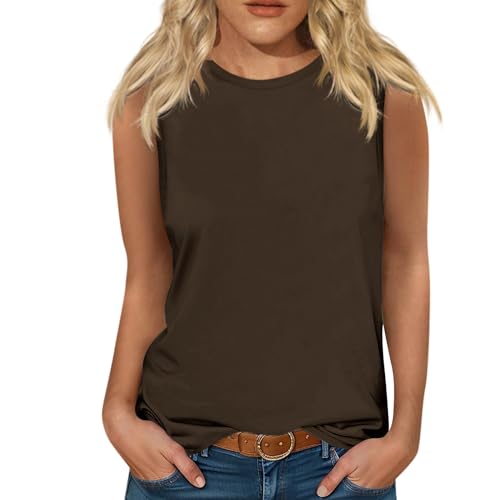 SCBFDI Meerjungfrau Oberteil Hemd Damen Weiße Bluse Damen Alive and Kicking Damen Tank Tops Women Bluse Glitzer Damen Damen-Unterhemden Damen Oberteile Elegante Oberteile Damen Braun M