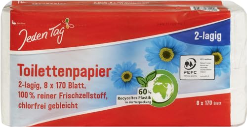 Jeden Tag Toilettenpapier 2-lagig, 8x170 Blatt