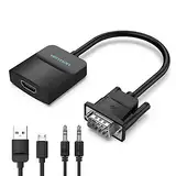 VENTION VGA auf HDMI Adapter mit Audio 1080P@60Hz VGA zu HDMI Kabel 0,15m VGA to HDMI Konverter (Stecker auf Buchse) mit Ladekabel für PC, Laptop, TV Box zu HDTV, Monitor, Projektor, Bildschirm