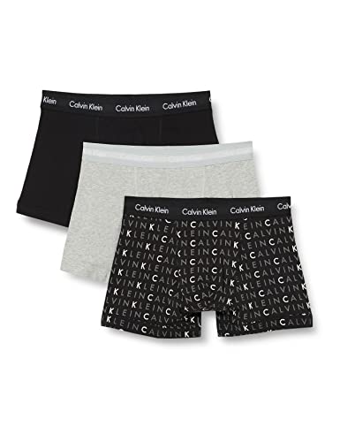 Calvin Klein Herren Trunk 3pk 0000u2662g, Black/Grey Heather/Subdued Logo, L