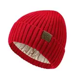 Durio Mütze Damen Strickmütze Herren Vielseitige Strickmütze für Damen und Herren Beanie Ideal für kaltes Wetter Rot Einheitsgröße