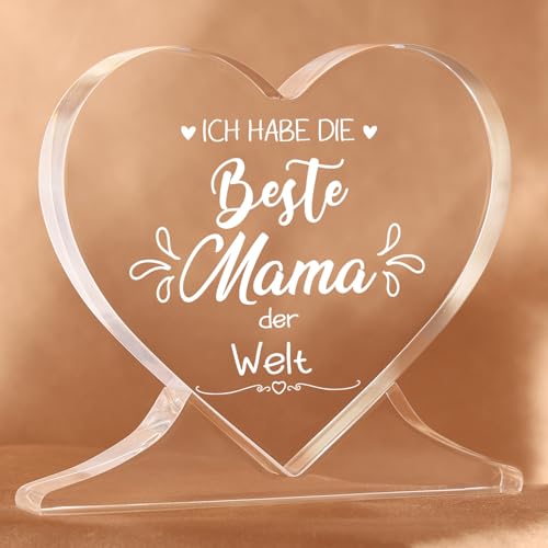 TheGiffter Geschenke für Mama, Herzförmiges Acryl Heimat Dekoration Muttertagsgeschenke für Mama von Tochter Sohn, Geburtstagsgeschenk Mutter Geschenk für Mama, Mutter
