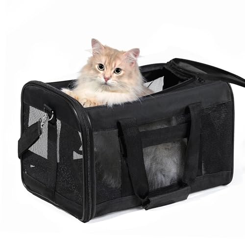 HITSLAM hundebox Faltbar Hundetransportbox Katzentransportbox Katzenbox Transportbox katzentasche für Hund, Katzen, Airline Zugelassen, Reisefreundliche Transporttasche (M)