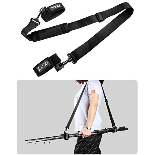 DONQL 1Stück Angelriemen Gürtel Angelrutenriemenhalter Tackle Straps Angelrute Bänder Angelriemen Gurte Angelriemen für Ruten Adjustable Length 77-137cm Schwarz