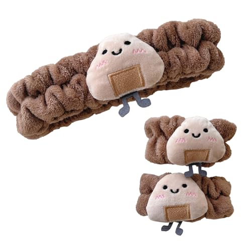 CHENGZI 3D Doll Hair Strap Handgelenk Strap Zwei Stück Set Face Wash Zwei Stück Set Ärmel Wasserdicht und Wasser absorbierend (Brown)