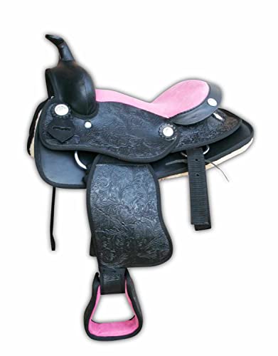 AMKA Westernsattel für Kinder DE ROSA schwarz/pink Ponysattel Shetty