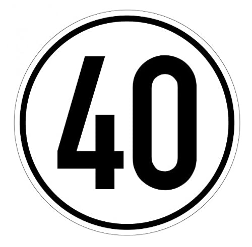 Aufkleber Geschwindigkeits-Schild 40 km/h Folie gemäß StVZO § 58 | Ø5-30cm Made in Germany, Größe: Ø20 cm