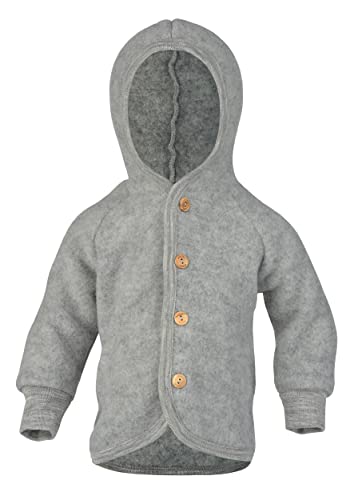 Engel Baby Jacke mit Kapuze Wollfleece (Grau Melange, 98-104)