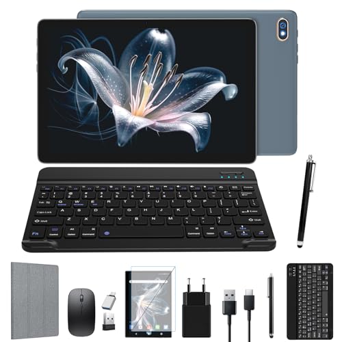 2024 Neueste Android Tablet | 5G+2.4G WLAN Tablet Pc | Octa-Core 128GB ROM(TF 1TB) | 10,1" Touch Display | 3D-Sound | 7000 mAh | 13+8MP | GPS | GMS Certified Tablets mit Tastatur, Stift, Hülle, Grau