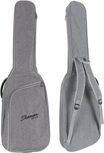 Shaman EGB-102 GY Premium-Line E-Bass Tasche - Wasserabweisendes und reißfestes Außenmaterial - Gepolsterte, verstellbare Rucksack-Gurte und Aufsatztasche - Gigbag mit verstärktem Tragegriff