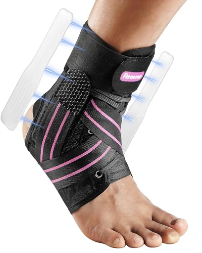 Fitomo Schnellschnür-Knöchelbandage für Damen und Herren, mit abnehmbaren Seitenschienen, verstellbare Knöchelstütze für verstauchte Knöchelverletzungen, Knöchelstabilisator für Basketball