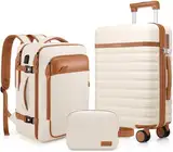 UKEIN Koffer,Trolley Koffer Reisekoffer von PC Hartschalen,Hartschale Handgepäck Sets mit 4 Spinner-Rollen TSA Schloss, Der Koffer Enthält 1 Reiserucksack und 1 Kulturbeutel