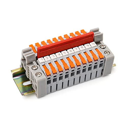Reihenklemmen Hutschiene, DIYCUT 10 Stück Grau 0,5-2,5mm² Klemmleiste Hutschiene zum Schnellen Verdrahten, Durchgangsklemme für Präzise Leitende Elektrische Verbindungsklemmen