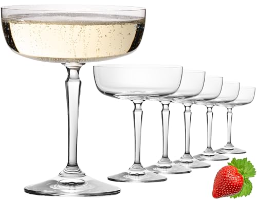 IMPERIAL Eckige Sektschalen 260ml Set 6-Teilig 'Rio' Champagnergläser Sektgläser aus Crystalline Glas Spülmaschinenfest