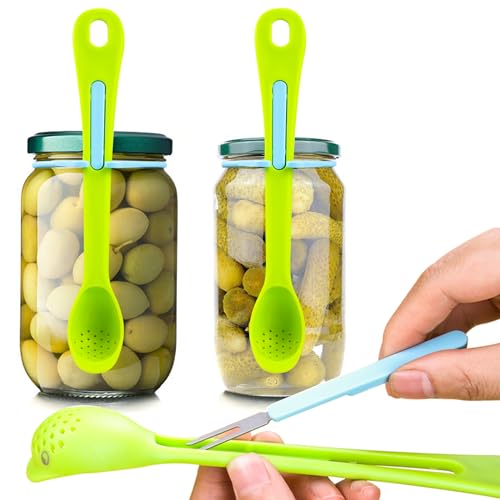 ziHenryDa Pickle Fork, Pickle Grabber, Pickle Grabber Tool Suitable for kitchen jars Kimchi picking machine(2 kits plastic, green