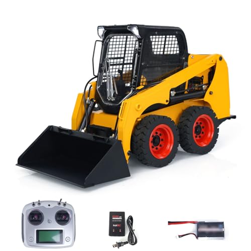 TOUCAN RC HOBBY 1/14 RC Hydraulischer Skid-Steer Lader SM450 Metall RC-Radlader Baufahrzeug Modell Licht Ton I6S Fernsteuerung Gelb Schwarz