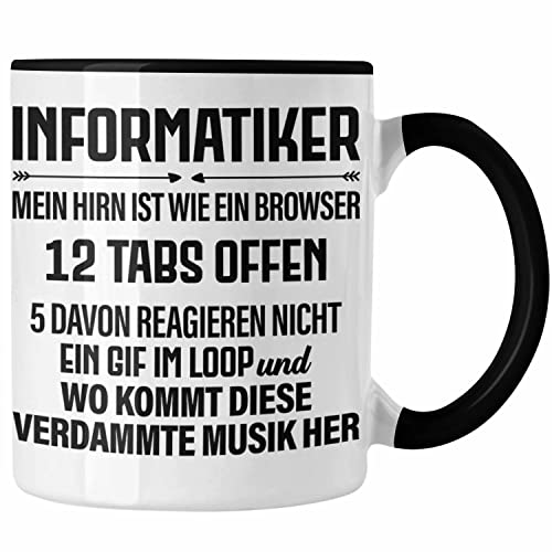 Trendation - Informatiker Tasse Geschenk Programmierer Gadget Lustig Geschenkidee Männer Zubehör Informatiklehrer IT Programmierer (Schwarz)