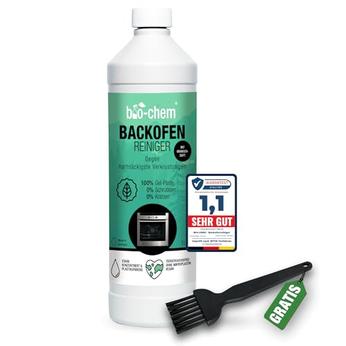 bio-chem Backofenreiniger EXTRA STARK 1000ml Gel Paste inkl. Pinsel I Selbstarbeitender Fettlöser für Backofen, Herd & Grill | Löst Eingebranntes ohne Aufheizen, Schrubben & Gerüche I Made in DE