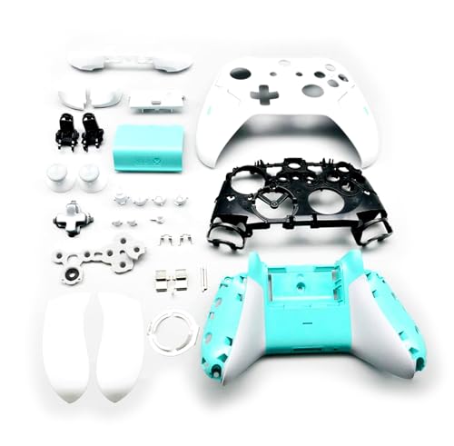 Valley Of The Sun Komplettes Set für XboxOne S Extra Gehäuse Shells Limited Cyan/Weiß Ersatz, für Xbox One S 1708 Wireless Controller, für Valkyrie Edition Außenabdeckungen, Tasten, Griffe, Federn